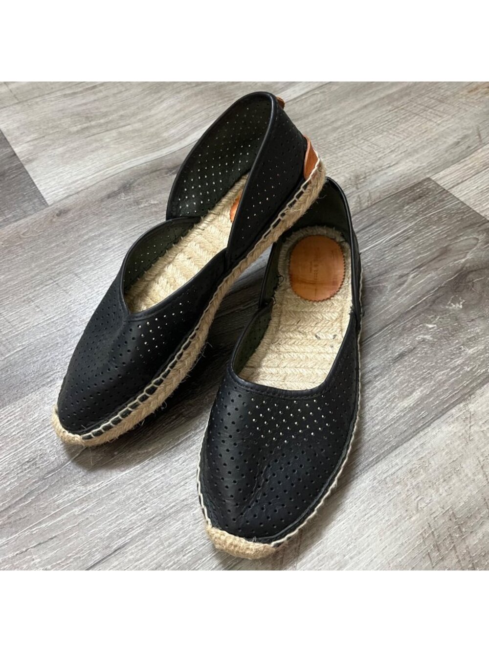 Rag & Bone Georgia Espadrilles Leather Flat Shoes Black Women’s Size 36.5